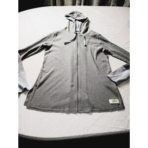 Frye And Co Women's Full Zip Waffle Knit Thumb Holes, Size Small Grey